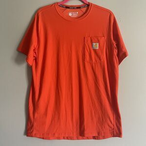 Carhartt Force Orange Relaxed Fit Logo Pocket Men's T-Shirt Size M